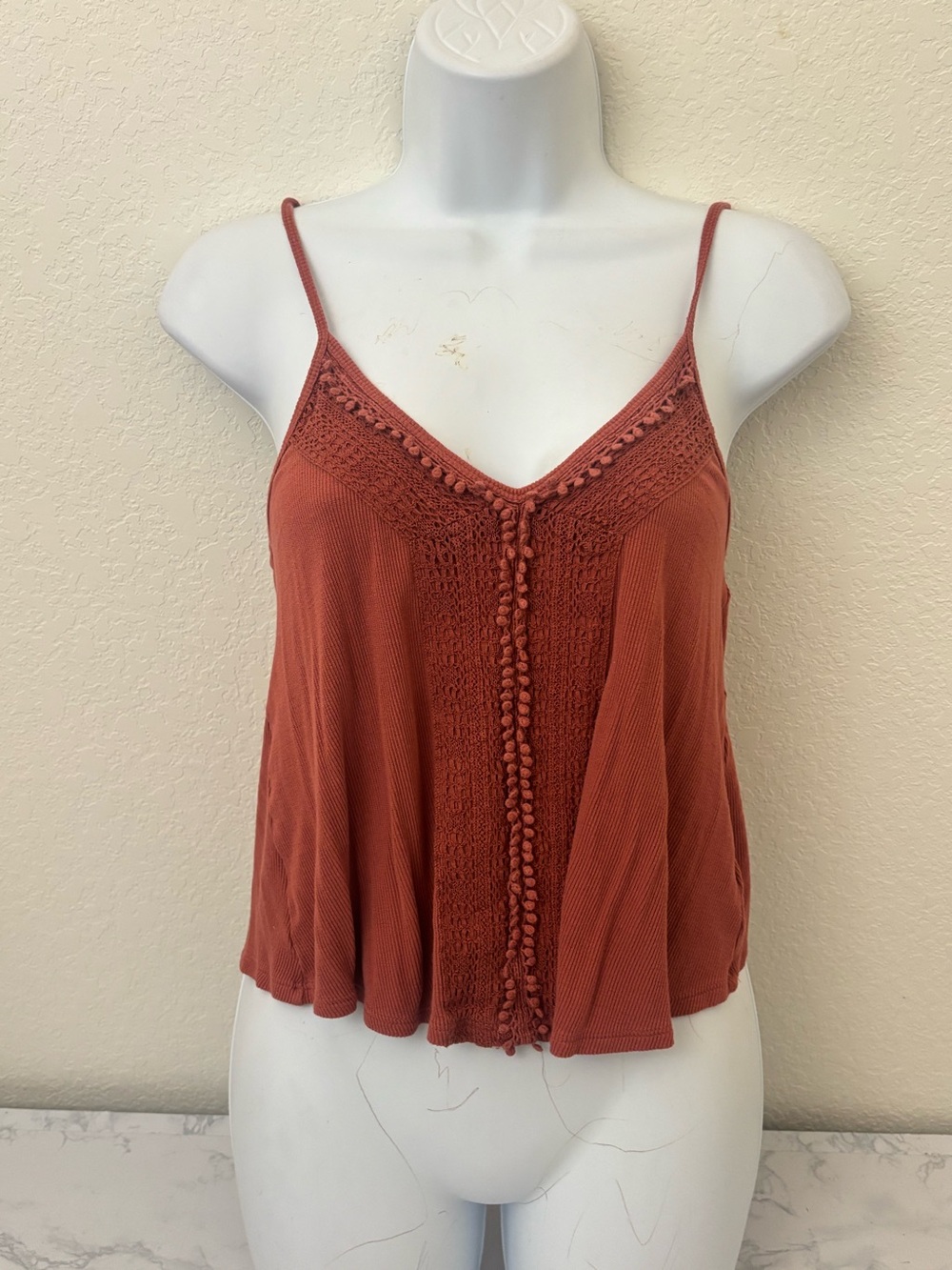 VTG Y2K American Eagle Babydoll Cami Top Sz XS Ruffle Boho Fairycore Coquette